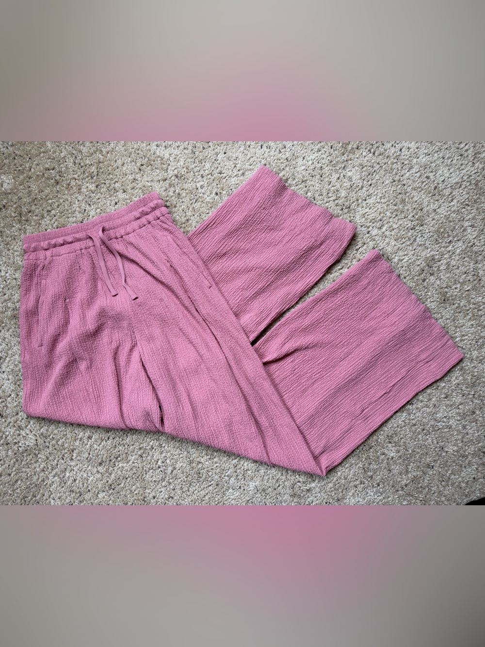 Essentials Rose Pink Textured Joggers